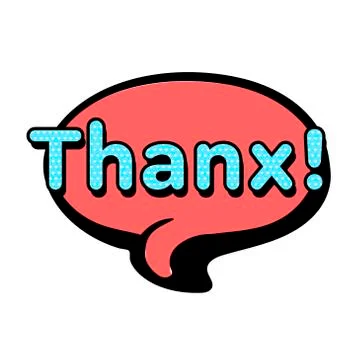 Bright vector Thanx speech bubble. Colorful emotional icon isolated on white  Stock Illustration