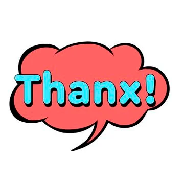 Bright vector Thanx speech bubble. Colorful emotional icon isolated on white  Stock Illustration