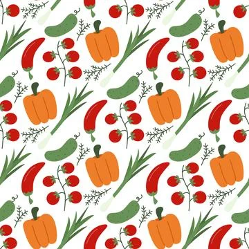 Bright vegetable seamless pattern Bright vegetable seamless pattern Stock Illustration