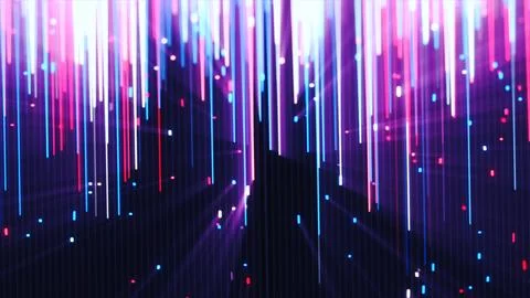 Bright vertical light trails in shades of pink and blue, forming an energet.. Stock Illustration