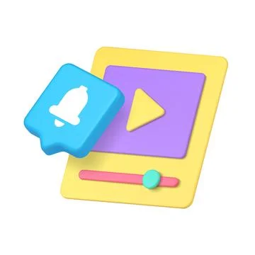 Bright video player symbol with red notification badge in a colorful modern s Stock Illustration