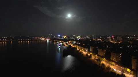 Bright view of the city at night Stock Footage 53046221
