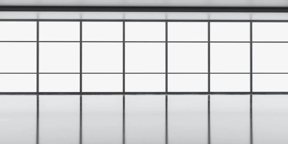 Bright view of office window front with sky and refelections on glossy stone Stock Illustration