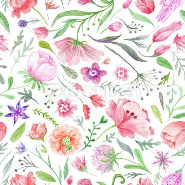 Bright Vintage Watercolor Summer Pattern Stock Illustration
