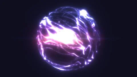 Bright violet energy orb glowing in darkness, symbolizing power, mysticism,.. Stock Illustration