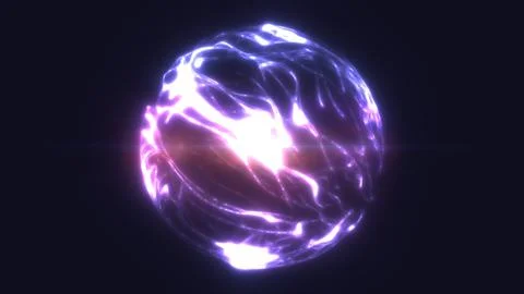 Bright violet energy orb glowing in darkness, symbolizing power, mysticism,.. Ilustração Stock