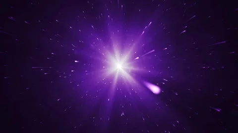 From the bright violet light, fiery particles fly. Animation of abstract Stock Footage 268052834
