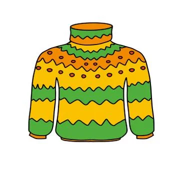 Bright warm sweater with a pattern. Autumn and winter clothing. Stock Illustration