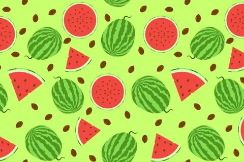 Bright watermelon vector seamless pattern. Stock Illustration