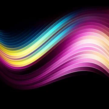 Bright wave on black Stock Illustration
