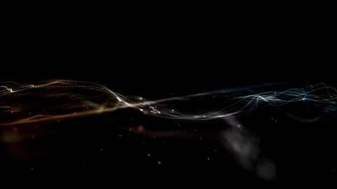 Bright waves and particles floating in orange waves Video stock 127808904