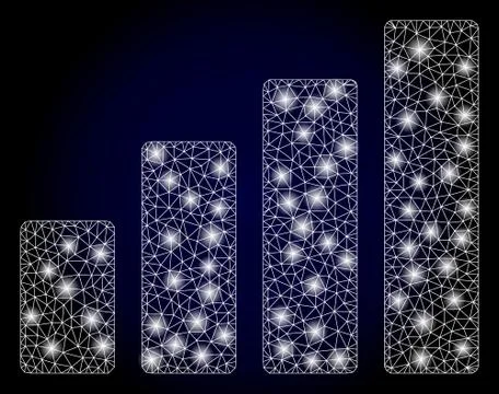Bright Web Mesh Bar Chart with Light Spots 库存插图