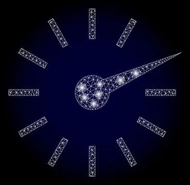 Bright Web Mesh Clockface with Light Spots 스톡 일러스트