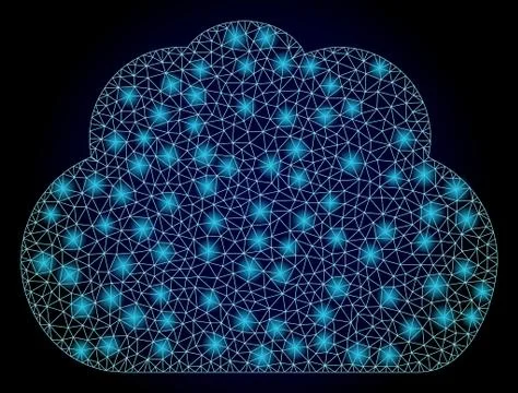 Bright Web Mesh Cloud with Lightspots Illustrazione stock