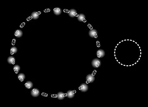 Bright Web Mesh Dashed Circle Area Icon with Glare Dots Stock Illustration
