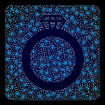 Bright Web Mesh Gem Ring with Glare Spots イラスト素材