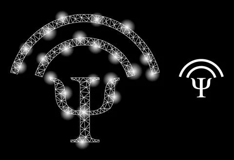 Bright Web Mesh Mental Waves Icon with Sparkles 스톡 일러스트