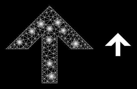 Bright Web Mesh Move Up Icon with Constellation Nodes Stock Illustration