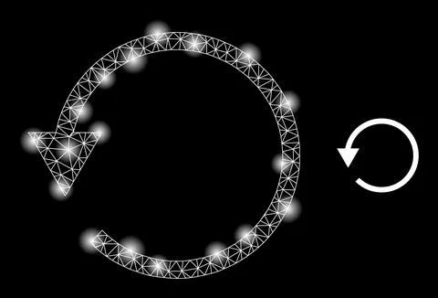 Bright Web Mesh Rotate CCW Icon with Glare Dots Stock Illustration