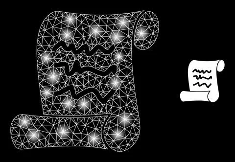 Bright Web Mesh Scribble Page Roll Icon with Lightspots 스톡 일러스트