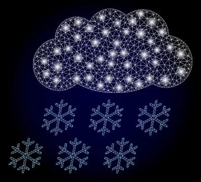Bright Web Mesh Snow Cloud with Light Spots Stock Illustration