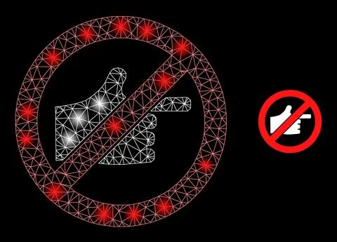 Bright Web Mesh Stop Index Finger Icon with Lightspots Stock Illustration