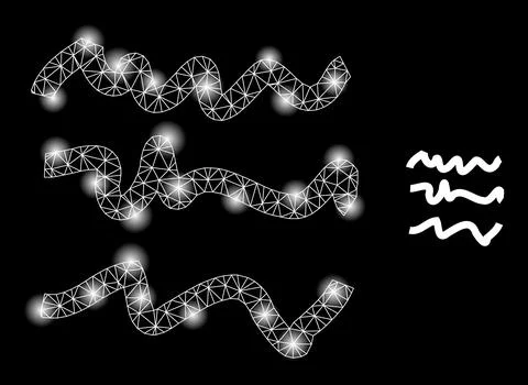 Bright Web Mesh Text Scribbles Icon with Glare Spots 스톡 일러스트
