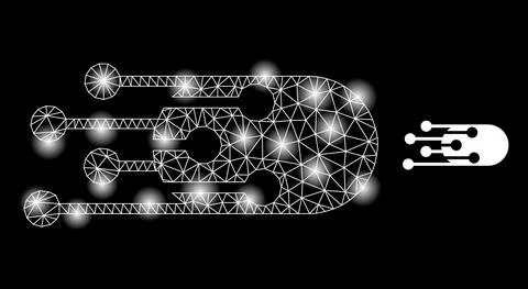 Bright Web Mesh Transition Bullet Icon with Constellation Nodes Illustrazione stock
