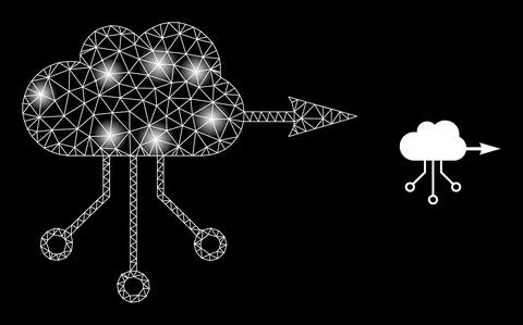 Bright Web Mesh VPN Cloud Icon with Glare Spots Stock Illustration