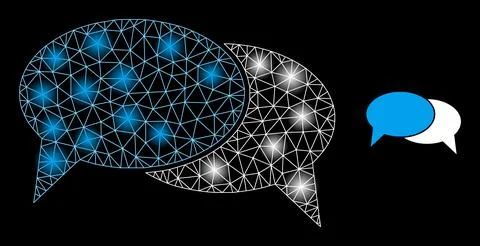 Bright Web Net Chat Messages Icon with Constellation Nodes Illustrazione stock