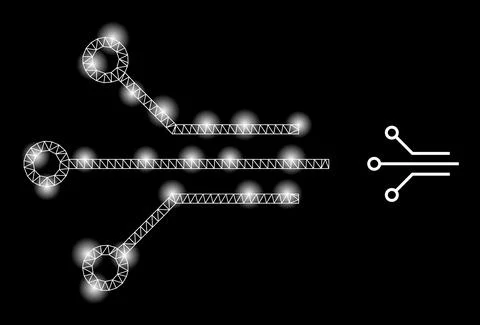 Bright Web Net Circuit Contacts Icon with Constellation Nodes Illustrazione stock