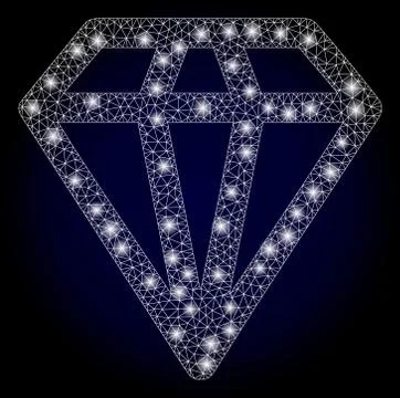 Bright Web Net Diamond with Glare Spots 스톡 일러스트