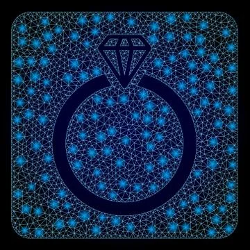 Bright Web Net Diamond Ring with Glare Spots 스톡 일러스트