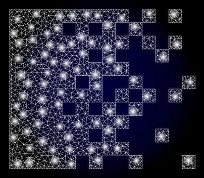 Bright Web Net Dissolving Pixels with Light Spots Stock Illustration