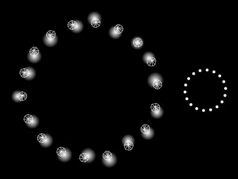 Bright Web Net Dotted Circle Frame Icon with Constellation Nodes Illustrazione stock