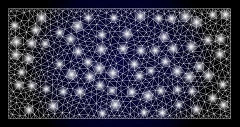 Bright Web Net Filled Rectangle with Light Spots Stock Illustration