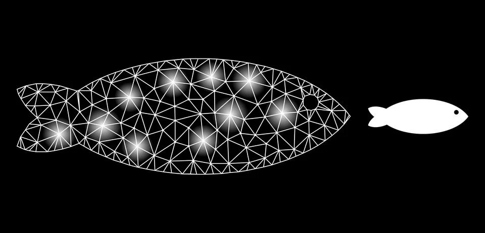 Bright Web Net Fish Icon with Constellation Nodes Illustrazione stock
