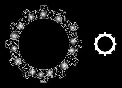 Bright Web Net Gear Icon with Glare Dots Stock Illustration
