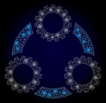 Bright Web Net Gear Planetary Transmission with Glare Spots Stock Illustration