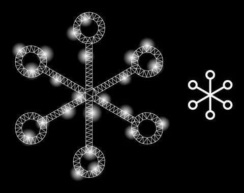 Bright Web Net Links Icon with Sparkles Stock Illustration