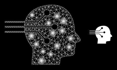 Bright Web Net Neural Interface Icon with Glare Spots Stock-Illustration