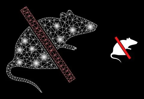 Bright Web Net No Rats Icon with Constellation Nodes Illustrazione stock