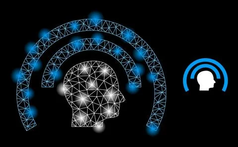 Bright Web Net Psi Waves Icon with Light Spots 스톡 일러스트
