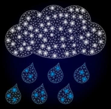 Bright Web Net Rain Cloud with Light Spots Stock Illustration