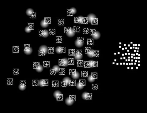 Bright Web Net Scattered Square Particles Icon with Lightspots 库存插图