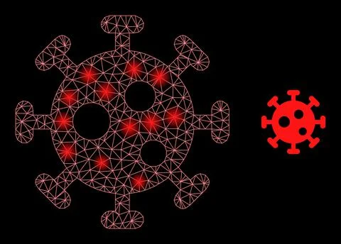 Bright Web Net Virus Icon with Glare Dots Illustrazione stock