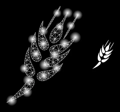 Bright Web Network Barley Ear Icon with Lightspots Stock Illustration