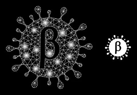 Bright Web Network Beta Covid Virus Icon with Constellation Nodes Stock Illustration