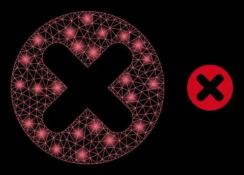 Bright Web Network Cancel Icon with Constellation Nodes Illustrazione stock