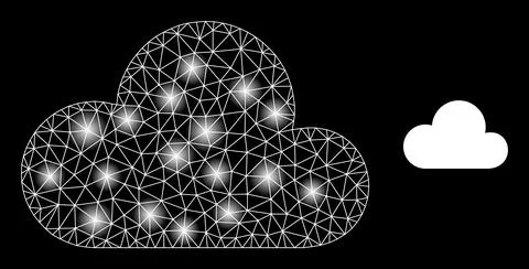 Bright Web Network Cloud Icon with Lightspots Stock Illustration